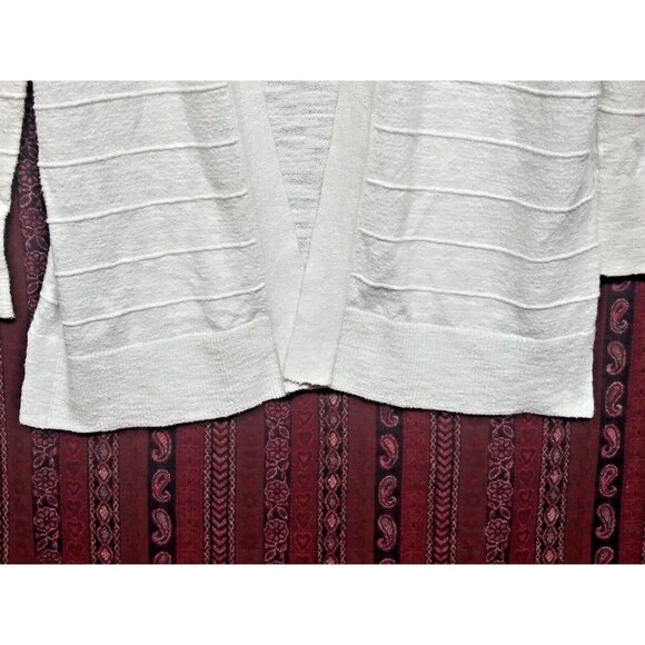 Loft Open Front Cardigan textured ribbed White Business Casual cozy cotton blend - Picture 6 of 8
